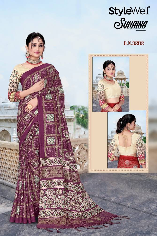 Sunaina By Stylewell Silk Printed Sarees Wholesale Price In Surat